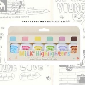 🏷️🎉🆕 kawaii milk carton set of 6 scented mini highlighters